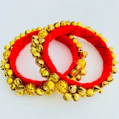 Old Tribal Indian Brass Fitted Ghungru Traditional Wrist Kada Bracelet Pair RARE Foto 1 de 4