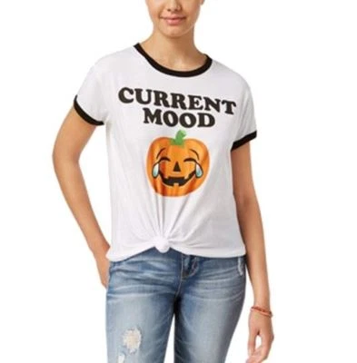 Camiseta Mighty Fine Talla M Camiseta Gráfica Calabaza Halloween Camiseta Blanca NUEVA Foto 1 de 4