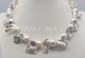Huge Natural Luster 16-30mm Genuine South Sea White Baroque Pearl Necklace 18'' - Picture 1 of 3