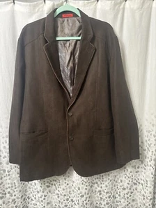 LV Man’s Brown Suit Jacket XL Suede Feel Jacket With Collar Trim - Picture 1 of 6
