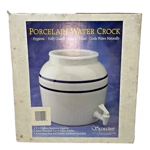 New Signature Housewares Inc Porcelain Water Crock Holds 2 to 5 Gallon Bottles - Picture 1 of 8