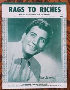 Partitura vintage - Rags to Riches - Tony Bennett - 1953 - Imagen 1 de 3