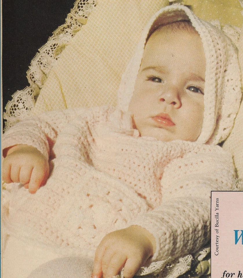 vintage, Pink Wonder Baby Sweater & Cap Set crochet pattern instructions - Image 1 of 1