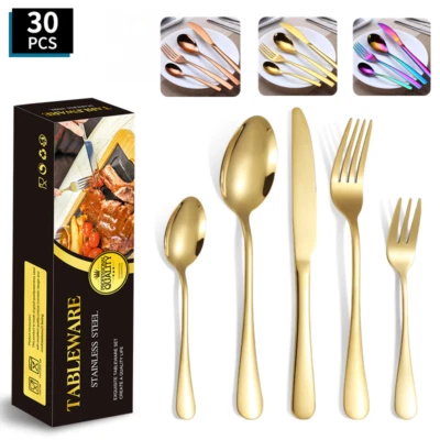 Edelstahl Rostfrei 30-tlg Besteck Set Essbesteck für 6 Personen Tafelbesteck Neu - Bild 1 von 4