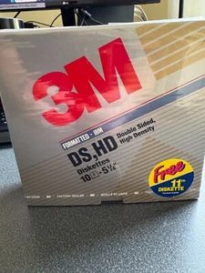 3M, DS, HD Double Sided High Density 5 1/4" diskettes. Factory sealed box of 10 - Afbeelding 1 van 1