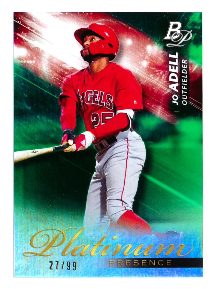 2018 BOWMAN PLATINUM JO ADELL PLATINUM PRESENCE RC GREEN HOLOFOIL ANGELS #27/99 - Image 1 of 1