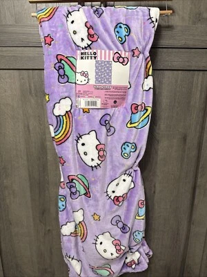 New Hello Kitty We Bow Together Purple Plush 60 x 70 Throw Blanket With Tag - Image 1 of 4