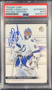 Andrei Vasilevskiy auto card Upper Deck SP Auth. #75 2019 Lightning PSA Encap
