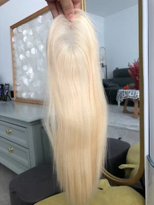 14-20" #60 Blonde 3x5" Women Small European Virgin Hair Toppers - Picture 1 of 6