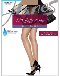 3 pares de pantimedias Hanes Silk Reflections CT punta transparente talla EF X-grande bronceado - Imagen 1 de 3