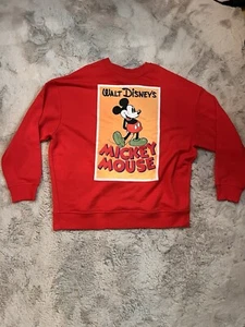 Mickey Mouse Disney Oversized Sweatshirt Blouse Top Jumper Sweater Size S Red - Picture 1 of 8