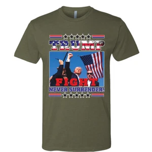 🔥 Donald Trump Never Surrender Unisex T shirt MAGA 2024 Bullet Proof shot USA - Picture 1 of 20
