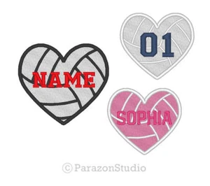 Custom Embroidered Heart Volleyball Ball Sport Name Tag Sew on Patch SP-P04 - Picture 1 of 11