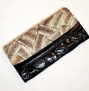 Vintage Genuine Reptile Skins Leather Large Purse/Clutch Made In The Philippines - Picture 1 of 12