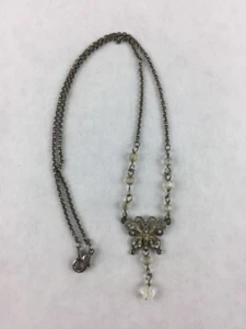 Butterfly Metal Silver tone Pendant 16" Necklace - Picture 1 of 5