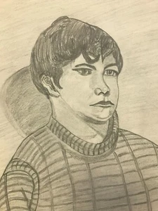 Orig. 1969 Earle T Merchant Everyday Cape Ann MA Folk Portrait Pencil Drawing 34 - Picture 1 of 6