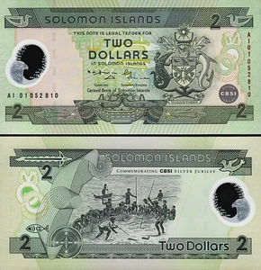 Solomon Islands 2 Dollars 2001, UNC, Polymer, Commemorative, P-23, Prefix AI 01 - Picture 1 of 3