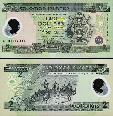 Solomon Islands 2 Dollars 2001, UNC, Polymer, Commemorative, P-23, Prefix AI 01 - Image 1 of 3