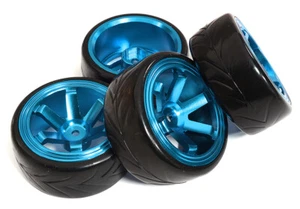 6 Spoke Wheel & Tire Set (4) for Drift Racing (O.D.=62mm) W=26mm Offset 6.5mm - Picture 1 of 1
