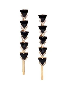 Rhinestone Crystal Hairpin Hair Clip Black Tone Hair Accessories for Women - Picture 1 of 7