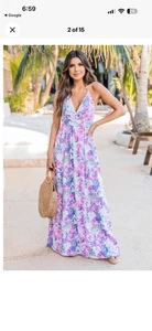Pink Lily BELIEVE IN DESTINY Multi Floral Maxi Dress size L - Picture 1 of 7
