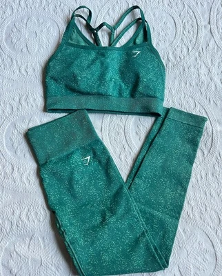 Conjunto de sujetador y leggings Gymshark Adapt Fleck verde alpino talla mediana Foto 1 de 4