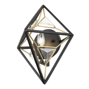 Marcia Wall Sconce in Matte Black with French Gold - Picture 1 of 2