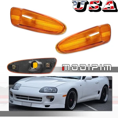 For 1997-1998 Toyota SUPRA MK.4 Amber Side Turn Marker RH & LH Indicator Lights Foto 1 de 4