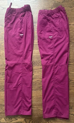 2 Pantalones Médicos Cherokee Ropa de Trabajo Talla M Granate Cordón Botón Mosca Bolsillos Frontales Foto 1 de 4