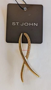 Broche prendedor St John Knits tono dorado Wishbone nuevo sin etiquetas - Imagen 1 de 2