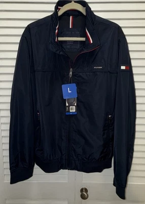 Tommy Hilfiger Men Jacket Water & Wind Resist Navy Blue Zipper Pockets Large NWT - Image 1 of 4