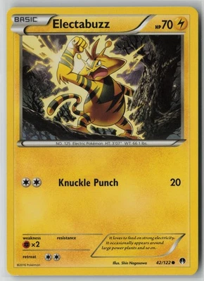 Electabuzz 42/122 Pokemon BREAKpoint Common Lightly Played Card (LP) 1 - Image 1 of 2