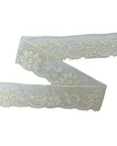 Passamaneria Merletto Ecrù Pizzo Ricamo Fiore Valenciennes Alto 2 Cm 2019-2 - Imagen 1 de 4
