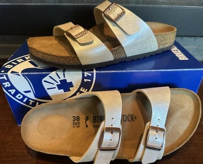 Birkenstock Sydney Gracioso Blanco Perla Talla 38 US7 Ajuste Estrecho Foto 1 de 4