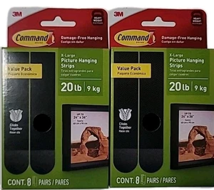 Command 20 Pfund XL schwere Streifen 16 schwarze selbstklebende Paare 32 Streifen 2 Packungen neu - Bild 1 von 10