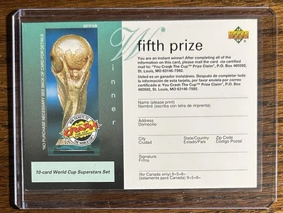 1994 Upper Deck世界杯足球赛*第五奖*未赎回/过期插入卡 — 第 1/2 张图片
