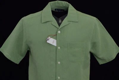 Men's DANIEL CREMIEUX Moss Green S/S Silk Linen Shirt Medium M $75 NEW NWT - Image 1 of 4