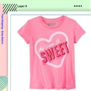 Layer 8 Little Girl's, My Game is Sweet Tee, Knockout Pink, 3T - Picture 1 of 1