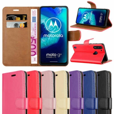 For Motorola Moto G8 Power, Lite Phone Case Leather Wallet Flip Stand View Cover