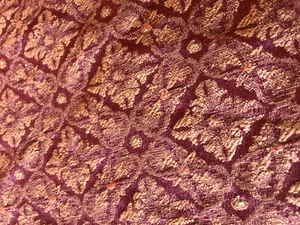 Burgundy Wine Red Gold Upholstery Fabric Brocade Geometric Classic 102" x 56" - Picture 1 of 5