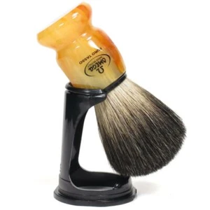 Pennello da barba Omega in tasso Nero con manico in resina e supporto. - Foto 1 di 2