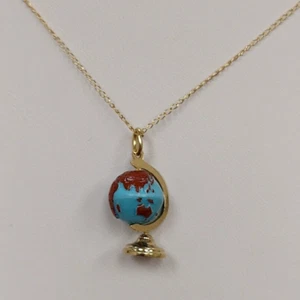 COLLAR DE COLECCIÓN DE ORO AMARILLO DE 14 QUILATES GLOBO GIRATORIO - Imagen 1 de 6