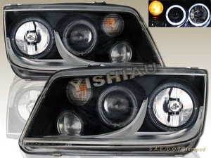 1999-2005 VOLKSWAGEN JETTA TWIN HALO ANGEL EYE PROJECTOR BLACK HEADLIGHT NEW - Picture 1 of 2