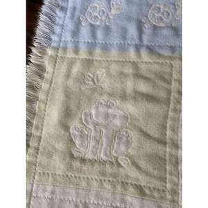 Tykes Turtles Frogs Ladybugs Snail Bee Pastel Jacquard Weave Fringe Baby Blanket - Picture 1 of 10