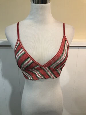 Bralette Hanky Panky "it's A Wrap" Encaje Nuevo Rojo Verde Blanco Rayas Precio de venta sugerido por el fabricante $48 S Foto 1 de 4