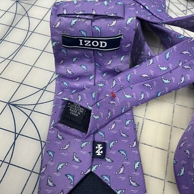 IZOD Men’s Purple Tie With Dolphins- Classic Style - Image 1 of 4
