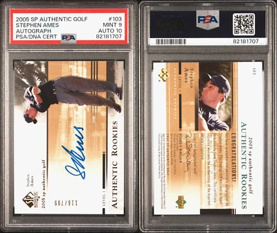 /799👀 Stephen Ames RC AUTO PSADNA pop1 0Higher 2005 SP Authentic Golf Autograph - Image 1 of 4