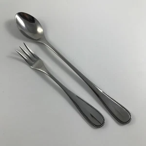 Vtg OXFORD HALL Stainless "CRYSTAL PALACE" Cocktail FORK & Iced Tea SPOON - Picture 1 of 2