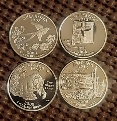 2008-S  25c Silver State Quarter 4 Piece Set - Proof Coins - Image 1 of 4