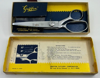Vintage 1960s-70s Griffon Pinking Shears 7.5in Scissors Model 2A Chrome Plated - Image 1 of 4
